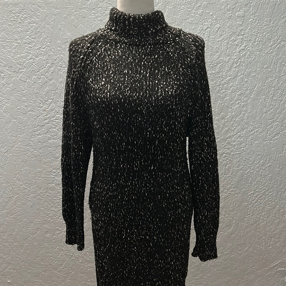 Zara Black white turtleneck Sweater Dress